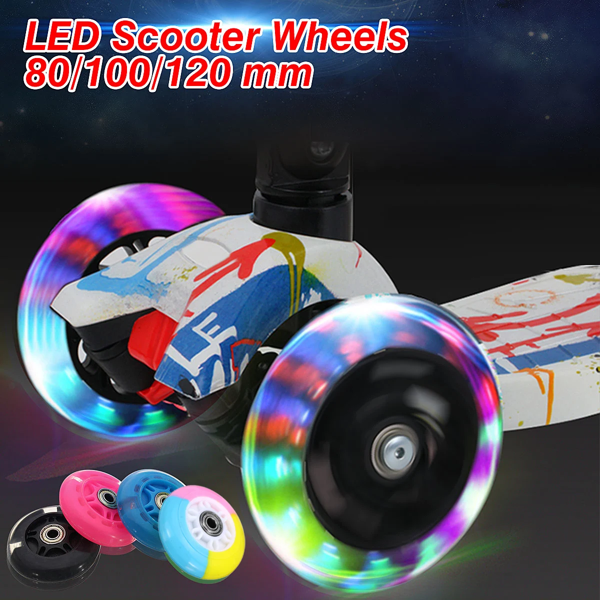 2PCS 80/100/120mm Scooter Wheels LED Flash Light Wheel Hub Skating Wheel for Mini Scooter with 2 ABED-7 Bearings
2PCS 80/100/120mm Scooter Wheels LED Flash Light Wheel Hub Skating Wheel for Mini Scooter with 2 ABED-7 Bearings