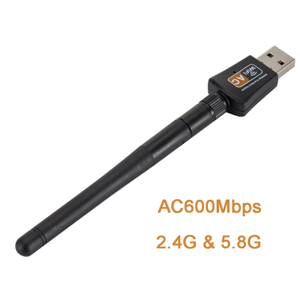 

802.11AC Dual Band 600Mbps Wireless USB Wifi Adapter Dongle For Windows For Mac 2.4GHz/5GHz 2DBi Antenna for Desktop Laptop PC