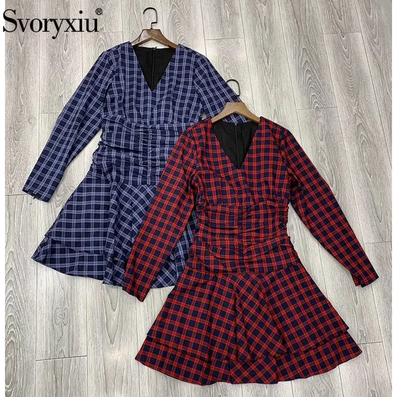 Svoryxiu Designer Autumn Winter 100% Cotton Plaid Printed Dress Women's V-Neck Ruched Bodycon Ruffles Party Sexy Dresses
Svoryxiu Designer Autumn Winter 100% Cotton Plaid Printed Dress Women's V-Neck Ruched Bodycon Ruffles Party Sexy Dresses