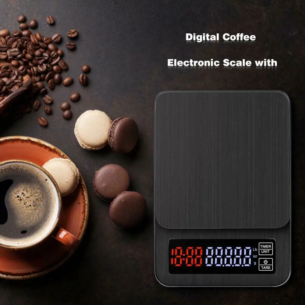 LED Digital Coffee Electronic Scale with Timing, USB Power Socket Kitchen Scale 3kg/0.1g, 5kg/0.1g, 10kg/1g Pocket Scale
LED Digital Coffee Electronic Scale with Timing, USB Power Socket Kitchen Scale 3kg/0.1g, 5kg/0.1g, 10kg/1g Pocket Scale