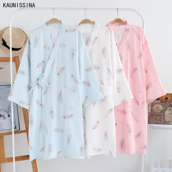 Printed Robe For Women Crepe Cotton Three Quarter Sleeves Kimono Bathrobes Nightgown Soft Hotel Robe Ladies Casual Homewear M L
Printed Robe For Women Crepe Cotton Three Quarter Sleeves Kimono Bathrobes Nightgown Soft Hotel Robe Ladies Casual Homewear M L
