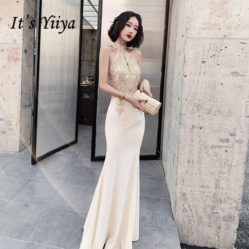 It's Yiiya Evening Dress Mermaid Gold Embroidery Lace Evening Dresses Plus Size Crysal Formal Gowns Halter robe de soiree LF094
It's Yiiya Evening Dress Mermaid Gold Embroidery Lace Evening Dresses Plus Size Crysal Formal Gowns Halter robe de soiree LF094