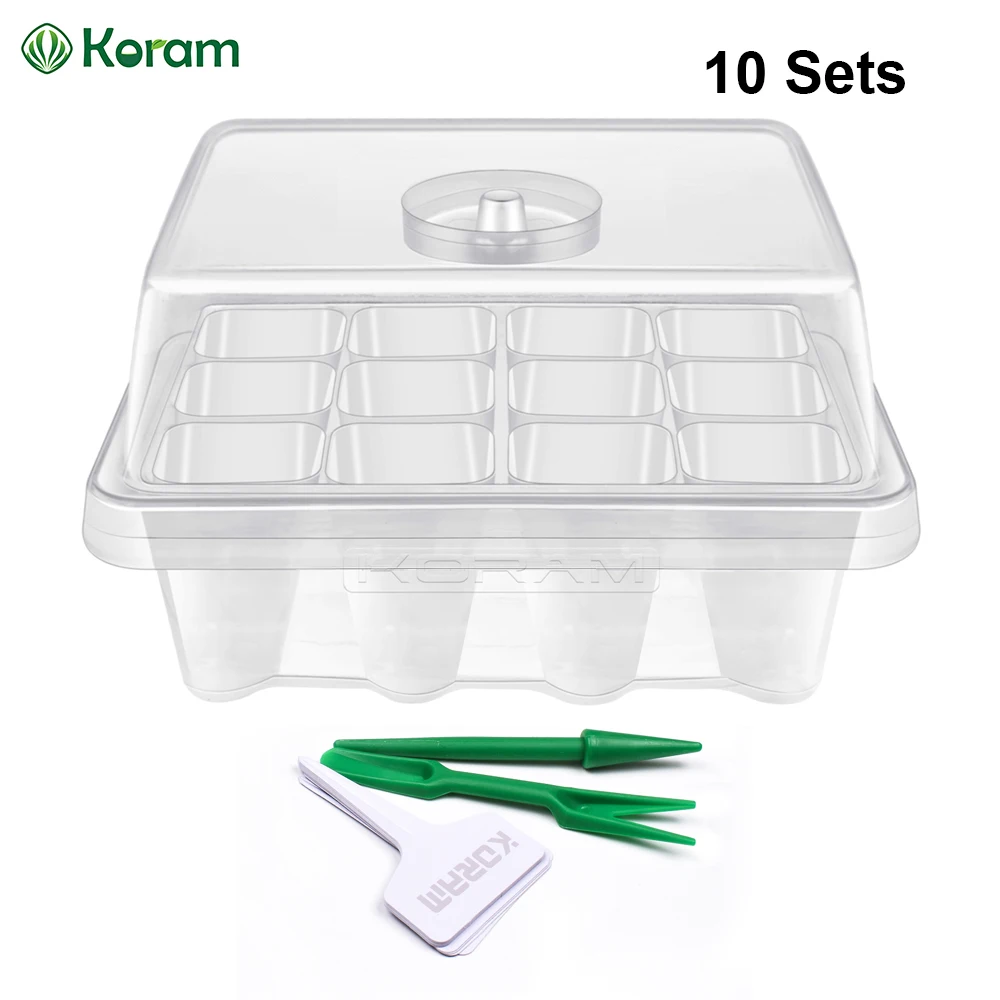 10 Set 12 Cells Transparent Seed Tray Grow Box KORAM Clear Nursery Pot Seedling Starter Starter Kit with Plant Tags for Garden
10 Set 12 Cells Transparent Seed Tray Grow Box KORAM Clear Nursery Pot Seedling Starter Starter Kit with Plant Tags for Garden