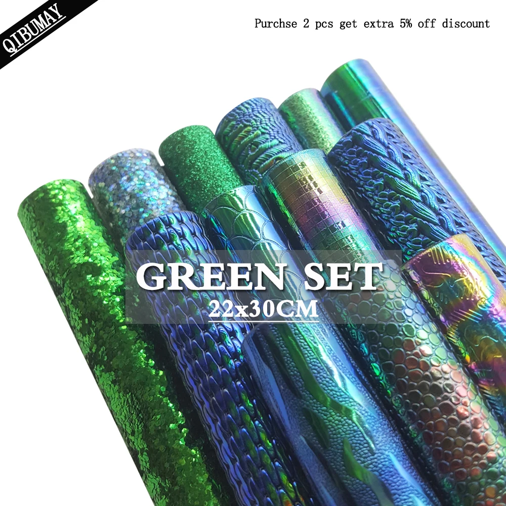QIBU 22*30cm Green Synthetic Leather Chunky Glitter Smooth Snake Pattern Vinyl Bow Fabric Artificial Leather For Bows Bags Decor
QIBU 22*30cm Green Synthetic Leather Chunky Glitter Smooth Snake Pattern Vinyl Bow Fabric Artificial Leather For Bows Bags Decor