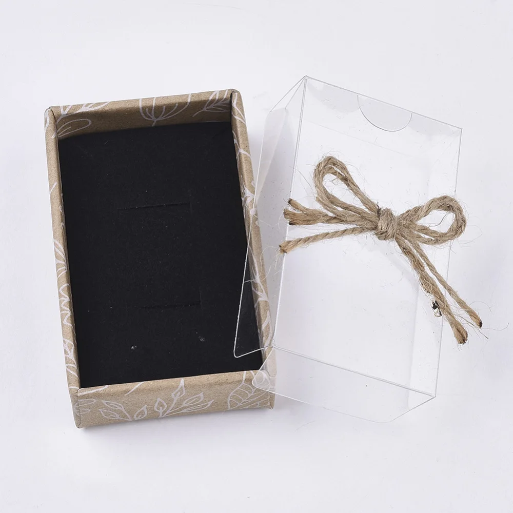 Rectangle Cardboard Jewelry Boxes for Ring Necklace Earring,with Transparent Lid, Hemp Rope Bowknot and Black Sponge Inside
Rectangle Cardboard Jewelry Boxes for Ring Necklace Earring,with Transparent Lid, Hemp Rope Bowknot and Black Sponge Inside