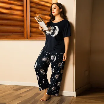 Summer Plus Size Home Service Short-sleeved Trousers Pajamas Pajama Set Women Sleep Tops Sleepwear Night Gown Pijamas Women
Summer Plus Size Home Service Short-sleeved Trousers Pajamas Pajama Set Women Sleep Tops Sleepwear Night Gown Pijamas Women