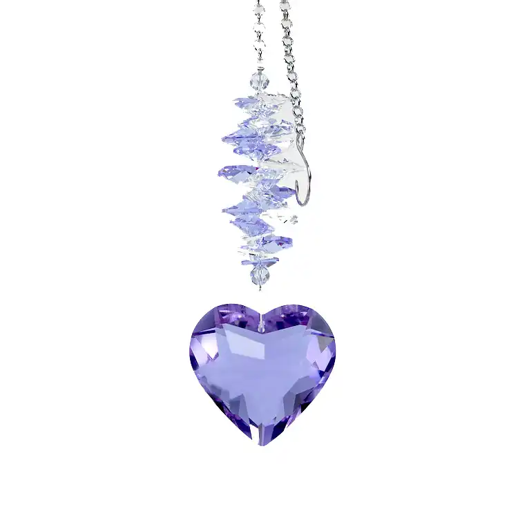 handcraft crystal octagonal beads love heart hanging chain