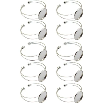 10 Pieces 25mm Adjustable Round Gem Dial Blank Bracelet Handmade DIY Bangle Making (Silver)
10 Pieces 25mm Adjustable Round Gem Dial Blank Bracelet Handmade DIY Bangle Making (Silver)