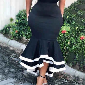 2020 Fashion Women Bodycon Mermaid Skirt High Waist Slim Ruffles Black White Patchwork Package Hip Jupes Falads Elegant Femme 
2020 Fashion Women Bodycon Mermaid Skirt High Waist Slim Ruffles Black White Patchwork Package Hip Jupes Falads Elegant Femme