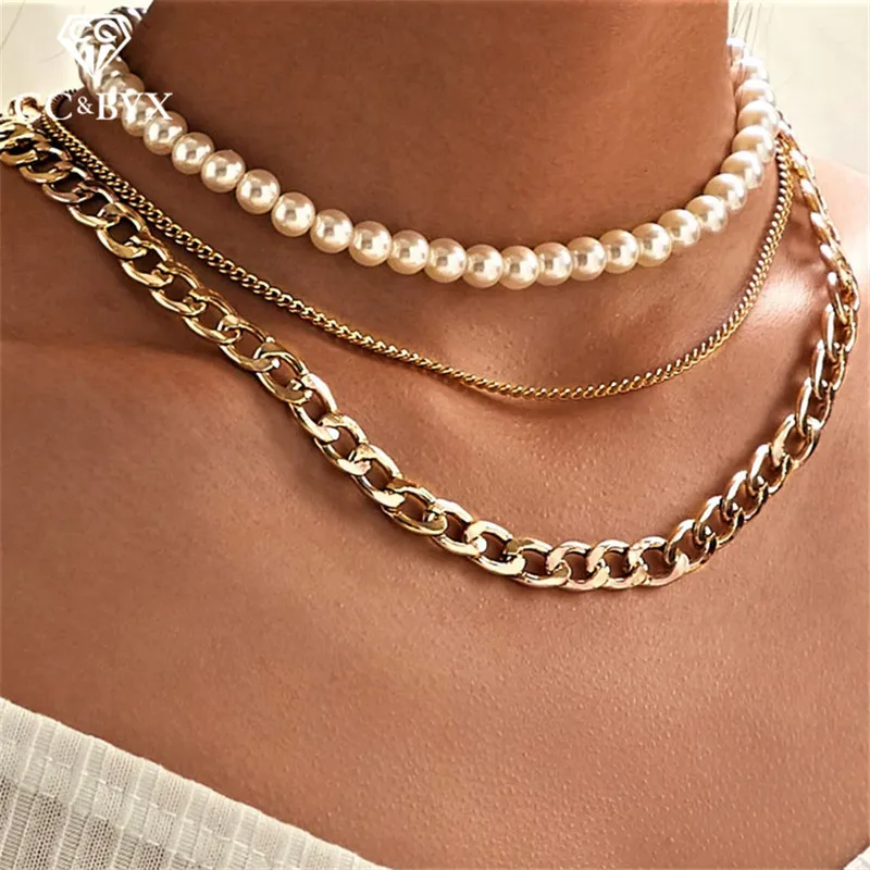Женские ожерелья-подвески с жемчугом три слоя дизайна модные ювелирные