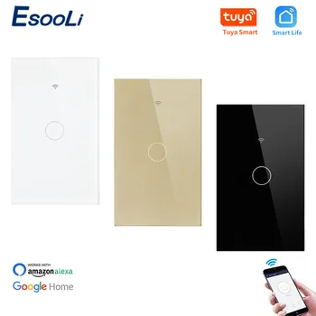 EsooLi Luxury Glass Panel 1 Gang 1 Way WIFI Touch Switch Tuya Smart Life APP Control US Standard Wall Switch Null and Fire Line
EsooLi Luxury Glass Panel 1 Gang 1 Way WIFI Touch Switch Tuya Smart Life APP Control US Standard Wall Switch Null and Fire Line