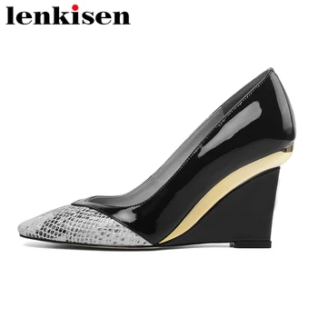 Lenkisen 2020 new style pumps natural leather square toe high heels wedges high quality gentlewomen mixed color shoes women L38
Lenkisen 2020 new style pumps natural leather square toe high heels wedges high quality gentlewomen mixed color shoes women L38