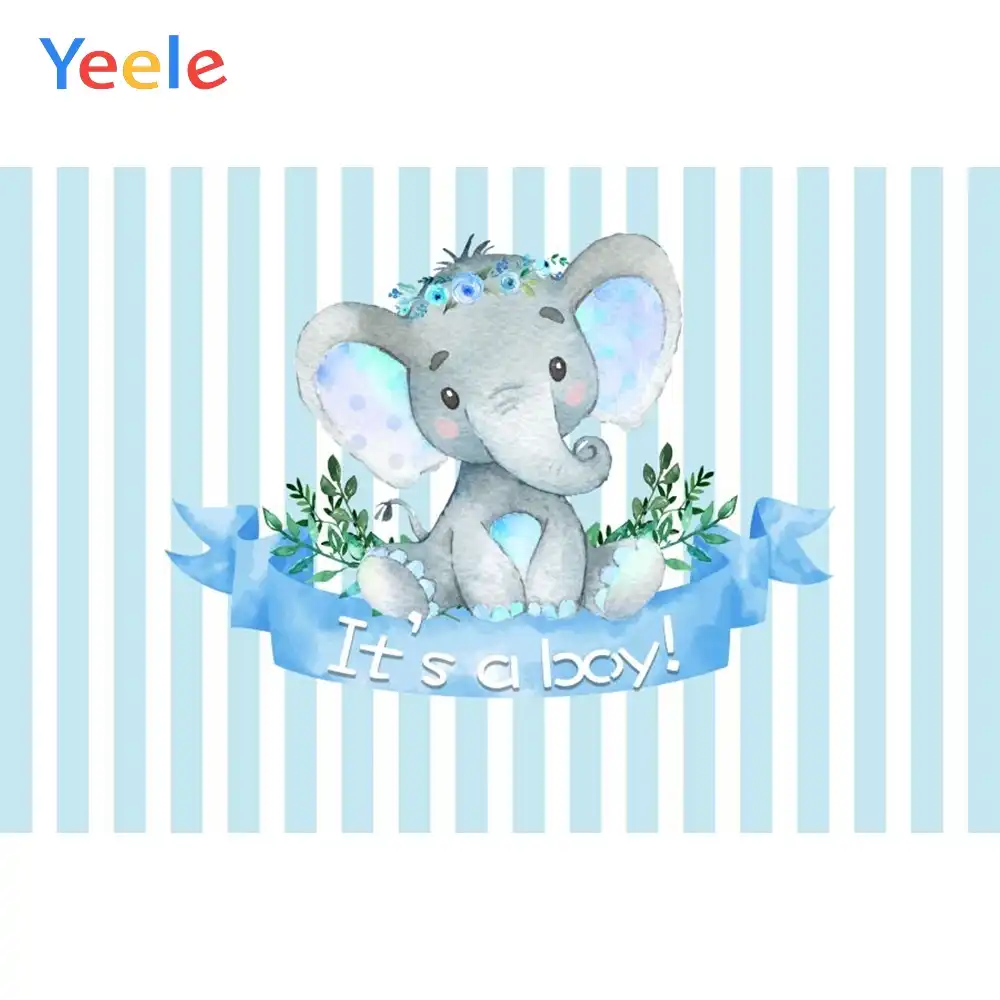 cute elephant backdrop for girl/boy baby shower pink/blue floral