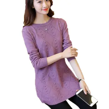 LADY Spring autumn version of the loose women sweater in the long section of the round neck pull femme
LADY Spring autumn version of the loose women sweater in the long section of the round neck pull femme