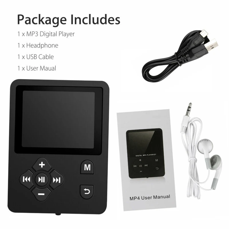 FM Radio Voice Recording Earphone Headset+MP3 Music Video Player 32GB LCD Screen Black Multifunction Accessory+Micro USB Cable
FM Radio Voice Recording Earphone Headset+MP3 Music Video Player 32GB LCD Screen Black Multifunction Accessory+Micro USB Cable