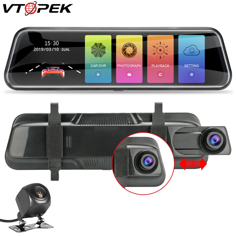 Vtopek 10" Dash Cam Car DVR Vehicle Camera Stream media Loop Recording Parking Monitor HD Rear View Camera TF Card Adjustable
Vtopek 10" Dash Cam Car DVR Vehicle Camera Stream media Loop Recording Parking Monitor HD Rear View Camera TF Card Adjustable