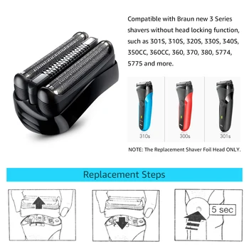 Replacement Shaver Foil Head Part Cutter Compatible with Braun Razor Blade 21B 3 Series 300S 310S
Replacement Shaver Foil Head Part Cutter Compatible with Braun Razor Blade 21B 3 Series 300S 310S