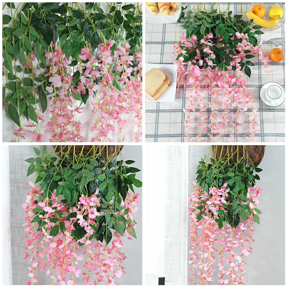 Luyue 12pcs/lot Wedding Decor Artificial Silk Wisteria Flower Vines hanging Rattan Bride flowers Garland For Home Garden Hotel Luyue 12pcs/lot Wedding Decor Artificial Silk Wisteria Flower Vines hanging Rattan Bride flowers Garland For Home Garden Hotel