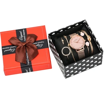 6pc/Set Watch Bracelets Set Fashion Lady Women's Steel Band Quartz Wrist Watch + Rose Gold Chain Charming Bracelet Gift Set Box
6pc/Set Watch Bracelets Set Fashion Lady Women's Steel Band Quartz Wrist Watch + Rose Gold Chain Charming Bracelet Gift Set Box