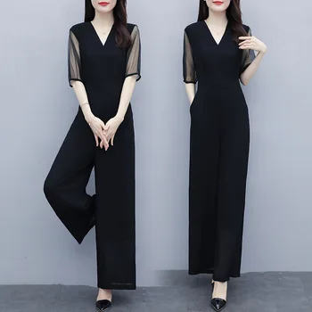 Black Jumpsuit Chiffon Summer 2020 Ladies Romper Elegant Fashion Draping Effect Wide Leg High Waist Slimming Women's Jumpsuit 
Black Jumpsuit Chiffon Summer 2020 Ladies Romper Elegant Fashion Draping Effect Wide Leg High Waist Slimming Women's Jumpsuit