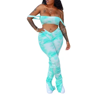 2020 New 2PCS Women Tie-dye Outfits Hollow-out Boat Neck Top Side Split Drawstring Pants Casual Style Clothes Set
2020 New 2PCS Women Tie-dye Outfits Hollow-out Boat Neck Top Side Split Drawstring Pants Casual Style Clothes Set