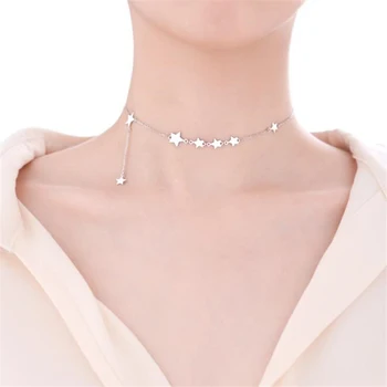 Exquisite 925 Sterling Silver Star Pendant Necklace Elegant Women's Wedding Clavicle Chain Charming Ladies Party Jewelry Gifts 
Exquisite 925 Sterling Silver Star Pendant Necklace Elegant Women's Wedding Clavicle Chain Charming Ladies Party Jewelry Gifts