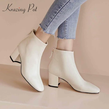Krazing Pot 2020 riding boots streetwear classic colors thick high heel round toe zipper mature superstar modern ankle boots L06 
Krazing Pot 2020 riding boots streetwear classic colors thick high heel round toe zipper mature superstar modern ankle boots L06