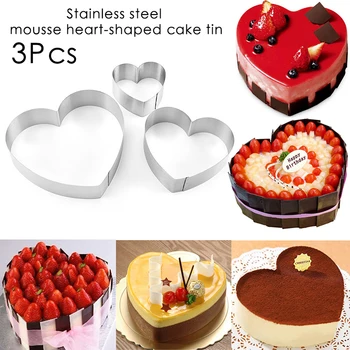 3 sets of various specifications stainless steel mousse ring heart-shaped cake mold DIY baking tools
3 sets of various specifications stainless steel mousse ring heart-shaped cake mold DIY baking tools