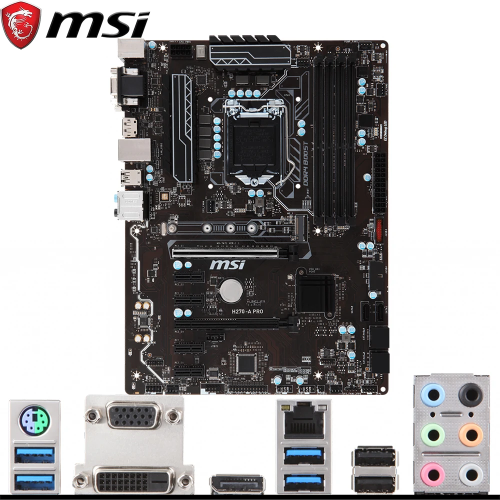 MSI H270-A PRO LGA1151 For Intel 6th 7th Core i7/i5/i3/Pentium/Celeron VGA DVI M.2 LGA-1151 H270 ATX Desktop PC motherboard
MSI H270-A PRO LGA1151 For Intel 6th 7th Core i7/i5/i3/Pentium/Celeron VGA DVI M.2 LGA-1151 H270 ATX Desktop PC motherboard