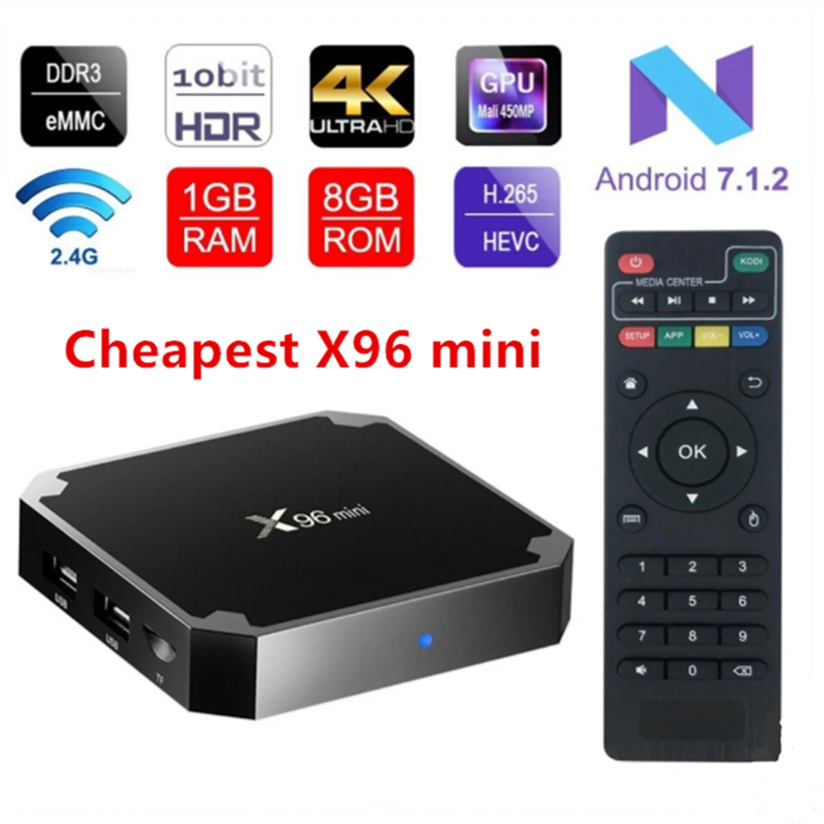 

X96 mini Android 7.1 Amlogic S905W 1gb 8gb 2.4g wifi Smart Tv box 2gb/16gb HDMI 2.0 Streaming Quad Core HD 4K Media Player