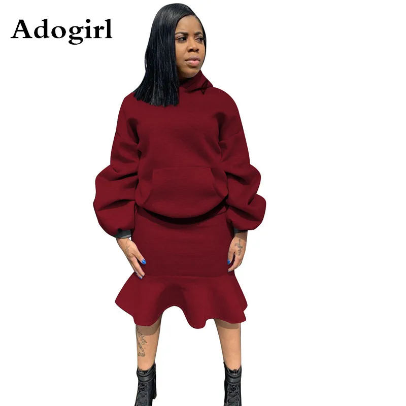 2019 Autumn Winter Women Hooded Long Lantern Sleeve Top +Knee Length Ruffle Hem Skirt Two Piece Set Office Daily Plus Size XXL
2019 Autumn Winter Women Hooded Long Lantern Sleeve Top +Knee Length Ruffle Hem Skirt Two Piece Set Office Daily Plus Size XXL