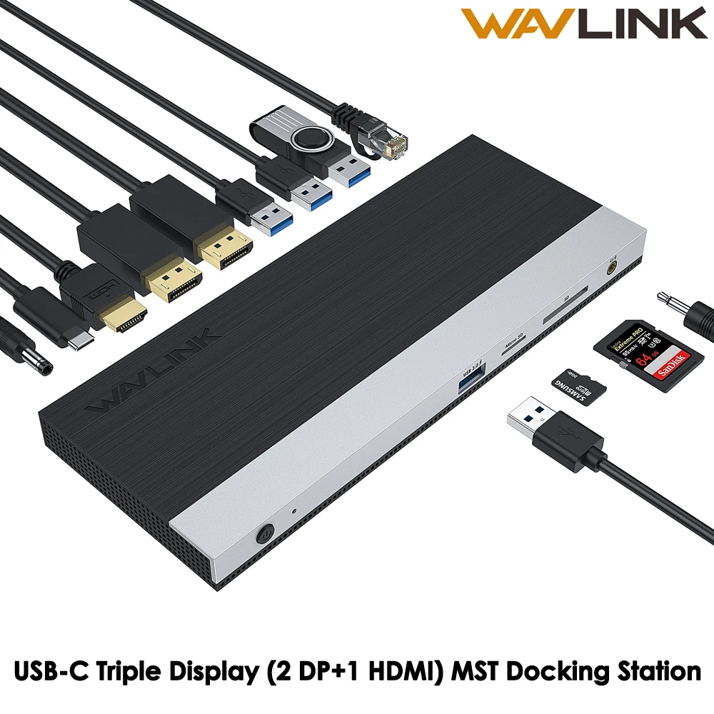 USB-C Triple Display (2 DP+1 HDMI) MST Laptop Docking Station DisplayPort HDMI 4K/60Hz USB 3.0 RJ45 Ethernet For Mac OS Windows
USB-C Triple Display (2 DP+1 HDMI) MST Laptop Docking Station DisplayPort HDMI 4K/60Hz USB 3.0 RJ45 Ethernet For Mac OS Windows