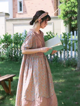 Japanese Mori cotton long floral dress loose girl lace dress short sleeve for 2020 Summer
Japanese Mori cotton long floral dress loose girl lace dress short sleeve for 2020 Summer