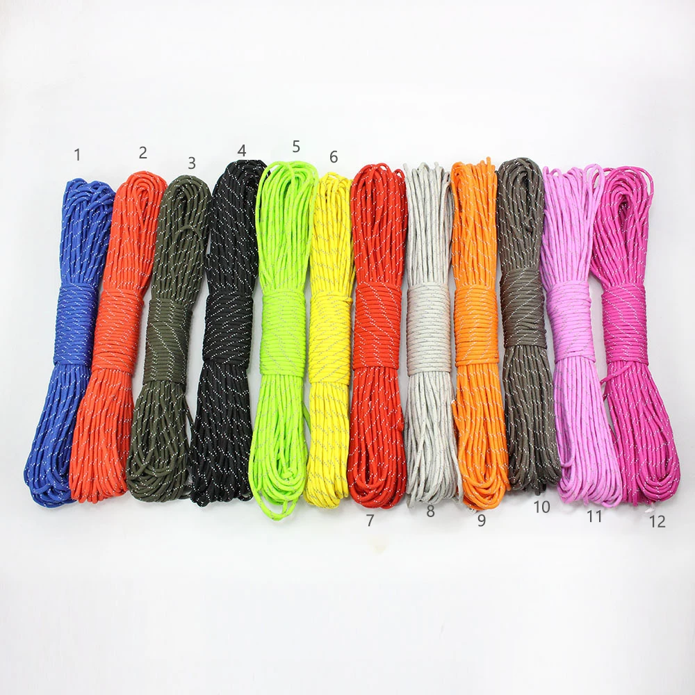 

Reflect Light Paracord 101ft Dia.4mm 7 Stand Cores Climbing Rope Camp Survival Tool Parachute Cord Clothesline Hiking Paracord