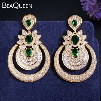 BeaQueen Large Circle Round Dangle Drop Earring Green Cubic Zirconia Paved Yellow Gold Color Dubai Indian Party Jewelry E266
BeaQueen Large Circle Round Dangle Drop Earring Green Cubic Zirconia Paved Yellow Gold Color Dubai Indian Party Jewelry E266