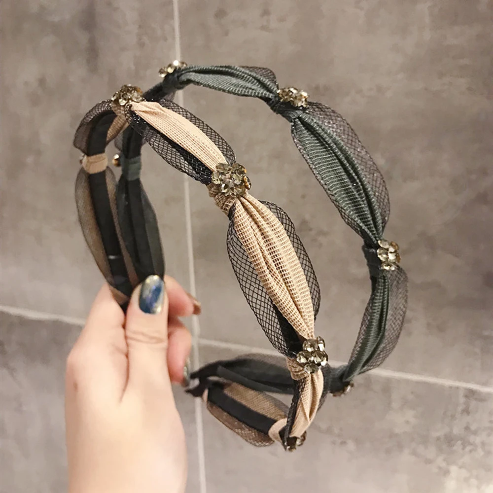 Фото Simple knotted thin-edged headbands for women fashion rhinestone band around temperament ladies hair accessories | Украшения и