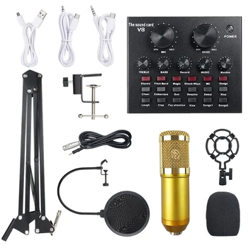 Multifunctional Live Sound Card & BM800 Suspension Microphone Kit Adjustable Audio Mixer Sound Card for Broadcasting Recording
Multifunctional Live Sound Card & BM800 Suspension Microphone Kit Adjustable Audio Mixer Sound Card for Broadcasting Recording