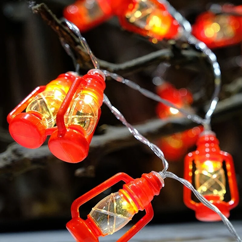1M/2M Traditional Red Lantern Led String 10/20 Lights Light String Led By Battery For Party Supplies Chrismas Party Decoration