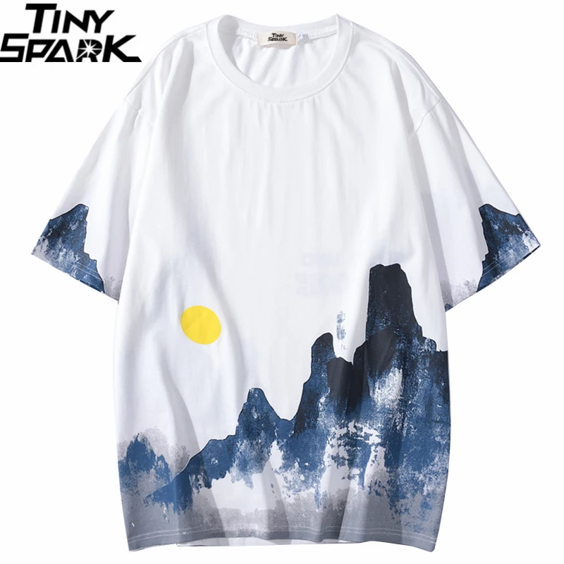 2020 Men T Shirt Hip Hop Streetwear Chinese Painting Mountain Moon Tshirt Harajuku Summer Short Sleeve T-Shirt Cotton Tops Tees
2020 Men T Shirt Hip Hop Streetwear Chinese Painting Mountain Moon Tshirt Harajuku Summer Short Sleeve T-Shirt Cotton Tops Tees