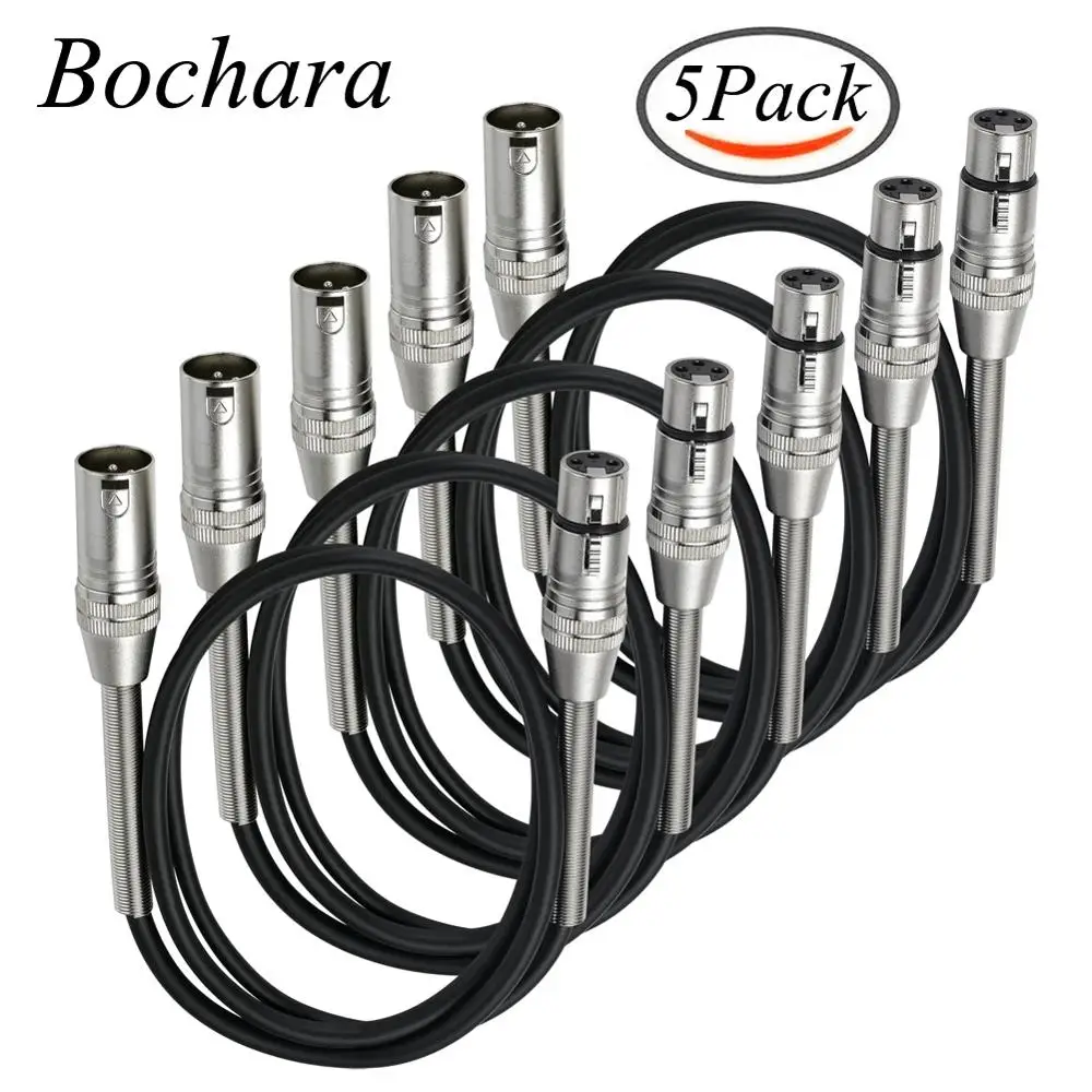 Кабель Bochara XLR Папа-мама M/F OFC экранированный с защитой пружины для микрофона