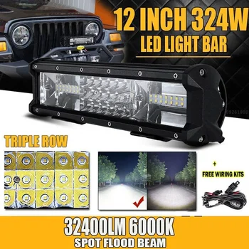 3-ROW 12" 324W CREE LED Light Bar Offroad Led Work Lamp Bar Spot Flood Beam for 12v 24v Truck SUV ATV 4x4 4WD Switch Wiring Kits
3-ROW 12" 324W CREE LED Light Bar Offroad Led Work Lamp Bar Spot Flood Beam for 12v 24v Truck SUV ATV 4x4 4WD Switch Wiring Kits