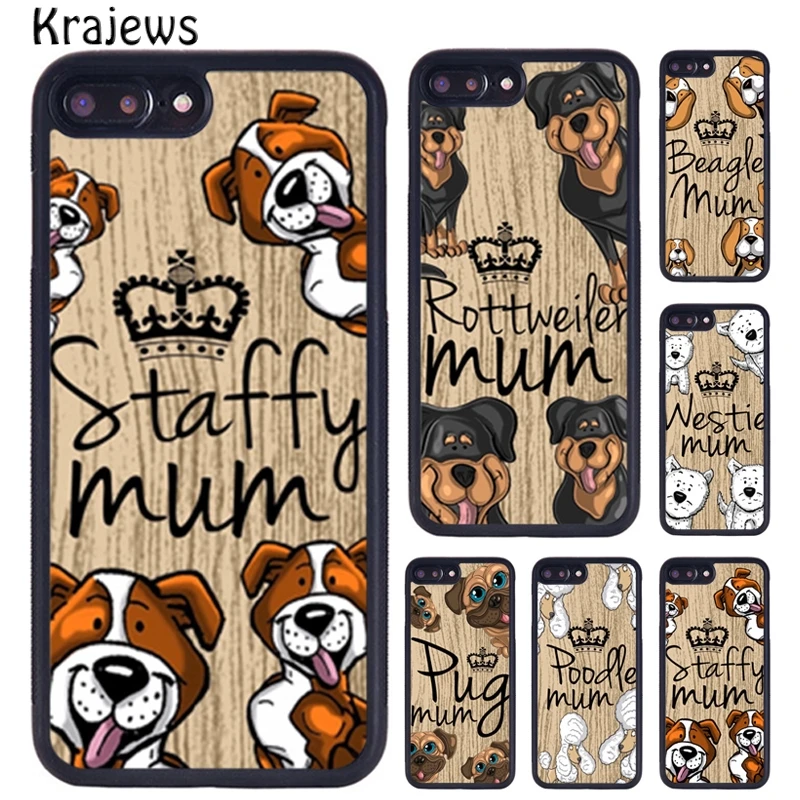 Фото Krajews Staffy Beagle Poodle Westie Mum Dog Phone Case For iPhone X XR XS 11 12 13 Pro MAX 5 6 6S 7 8 Plus Samsung S8 S9 S10 | Мобильные