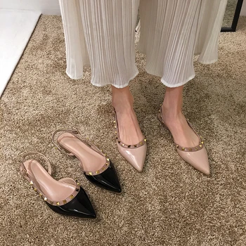 Ladies High Quality Rivets Sandals Back Strap Mixed Colors Pointy Toe Sandals For Dress Office Shoes Patent Leather
Ladies High Quality Rivets Sandals Back Strap Mixed Colors Pointy Toe Sandals For Dress Office Shoes Patent Leather