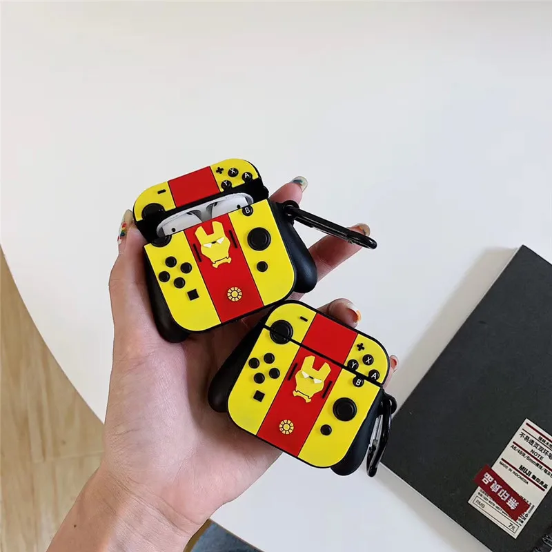 Для AirPod 2 Чехол 3D Ironman игровой автомат мультфильм мягкий силиконовый Железный