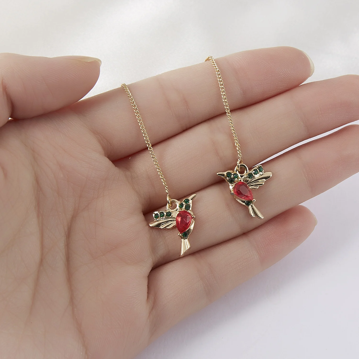 Long Drop Earrings Bird Pendant Tassel Crystal Necklace Ladies Jewelry Design 2 Colors Hummingbird Earring 2021 new | Украшения и