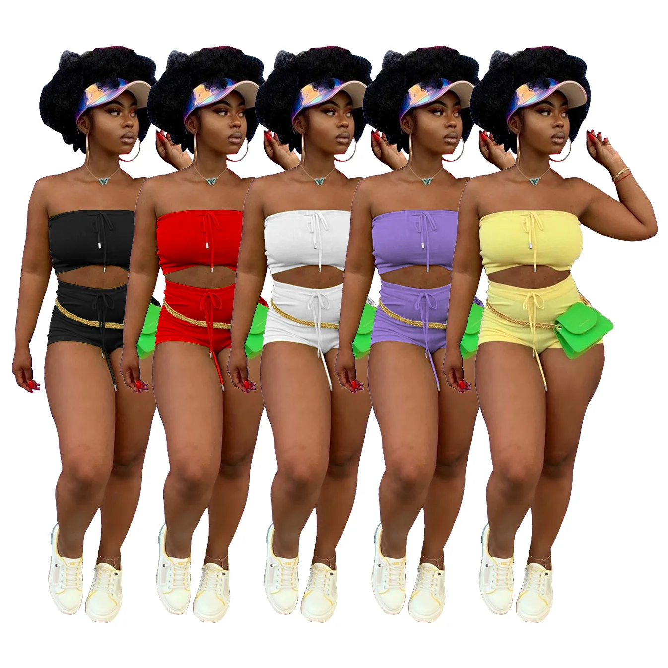 2020 Summer Women Suit Hot Style Model Solid-color Strapless Tops&Short Shorts European And American Sports Casual Two Piece Set
2020 Summer Women Suit Hot Style Model Solid-color Strapless Tops&Short Shorts European And American Sports Casual Two Piece Set