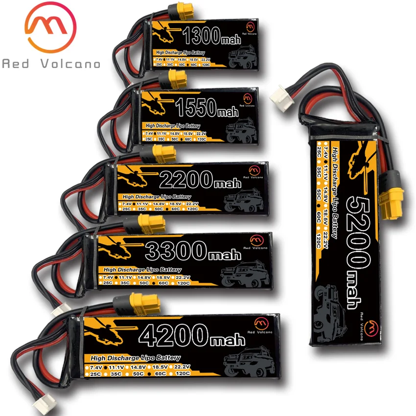 Red Volcano bateria lipo 3S 11.1V 1300mah 1500mah 2200mah 5200mah 6200mah 25C 35C 60C battery xt60 T plug
Red Volcano bateria lipo 3S 11.1V 1300mah 1500mah 2200mah 5200mah 6200mah 25C 35C 60C battery xt60 T plug