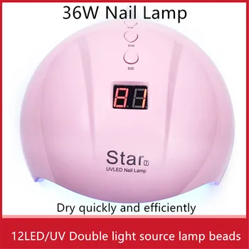 36W Nail Lamp Infrared intelligent induction Intelligent display time 12 LED/UV Double light source lamp beads
36W Nail Lamp Infrared intelligent induction Intelligent display time 12 LED/UV Double light source lamp beads