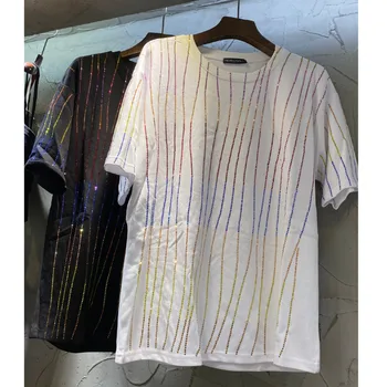 Rainbow Stripes Sequin Women T Shirt Short Sleeve Summer Fashion Tops
Rainbow Stripes Sequin Women T Shirt Short Sleeve Summer Fashion Tops