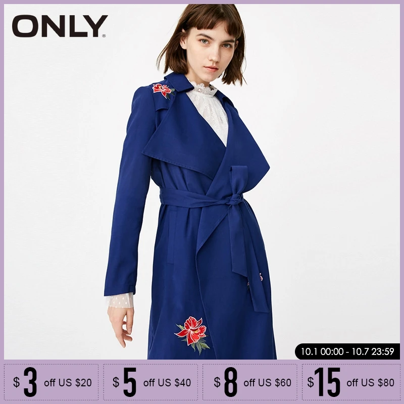 ONLY embroidery Belted slibm Fit long windbreaker Trench coat Jacket| 118336512
ONLY embroidery Belted slibm Fit long windbreaker Trench coat Jacket| 118336512